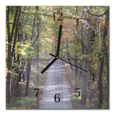 Square wall clock Forest path