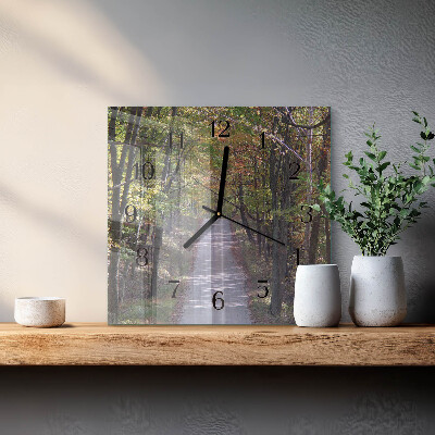 Square wall clock Forest path