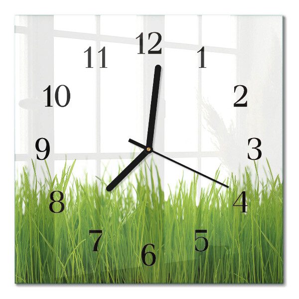 Glass wall clock square Floristic art