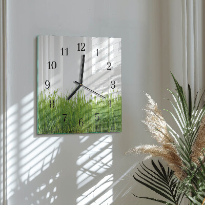 Glass wall clock square Floristic art