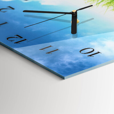 Glass wall clock square Grass