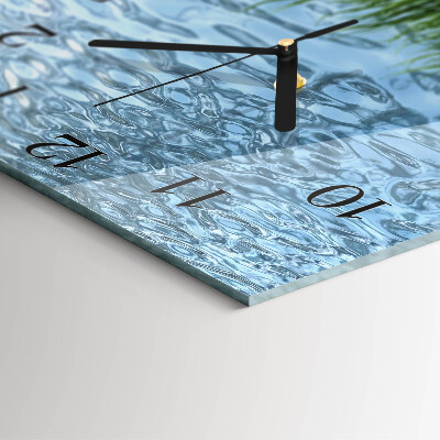Glass clock square Grass water