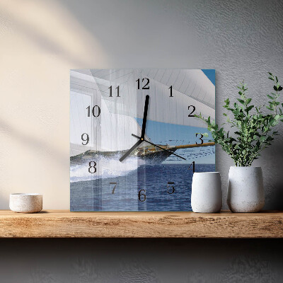 Square wall clock Sailboat