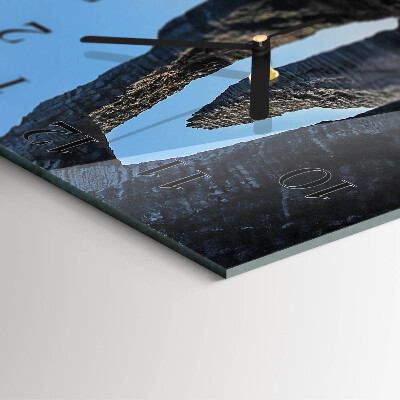 Glass wall clock square Stone