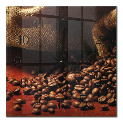 Glass clock square Coffee beans