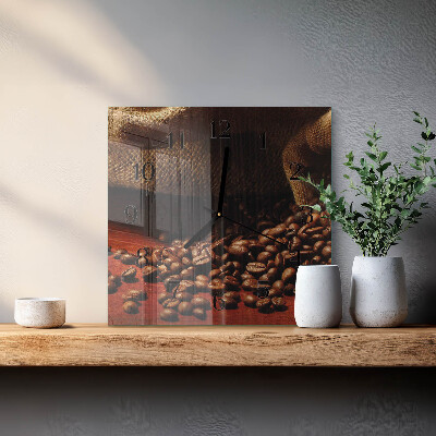 Glass clock square Coffee beans