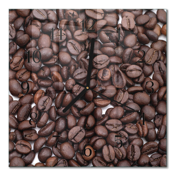 Glass clock square Coffee beans