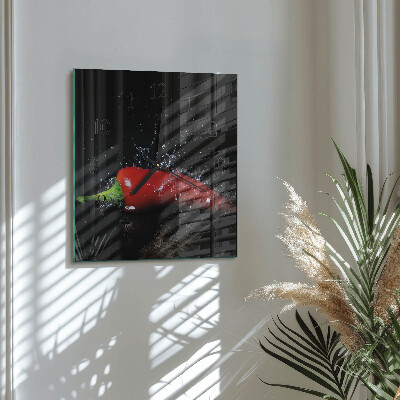 Glass wall clock square Chili peppers