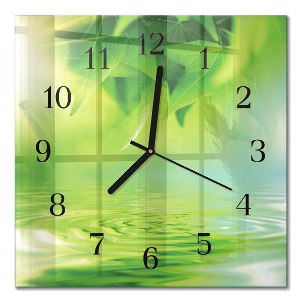 Square kitchen clock Leaves