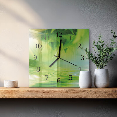 Square kitchen clock Leaves