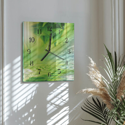 Square kitchen clock Leaves