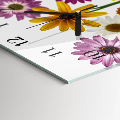 Glass clock square Flowers