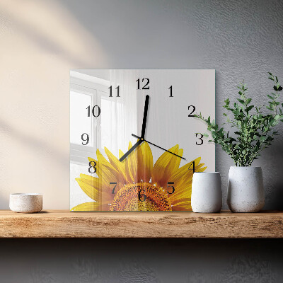 Glass clock square Flower