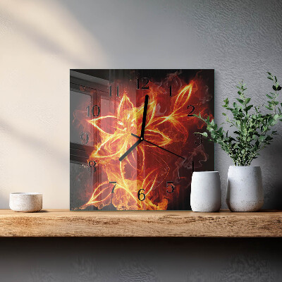Square kitchen clock Fire flower
