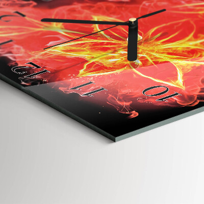 Square kitchen clock Fire flower