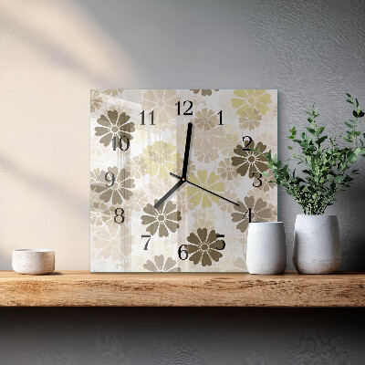 Glass wall clock square Floristic art