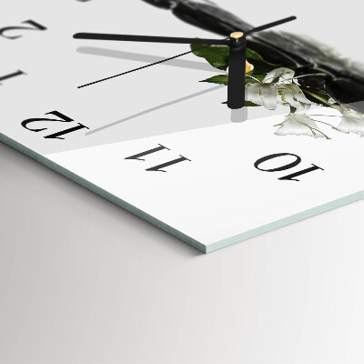 Glass wall clock square Zen stones
