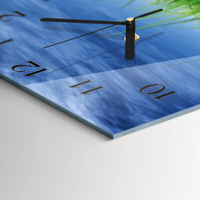 Glass clock square Grass