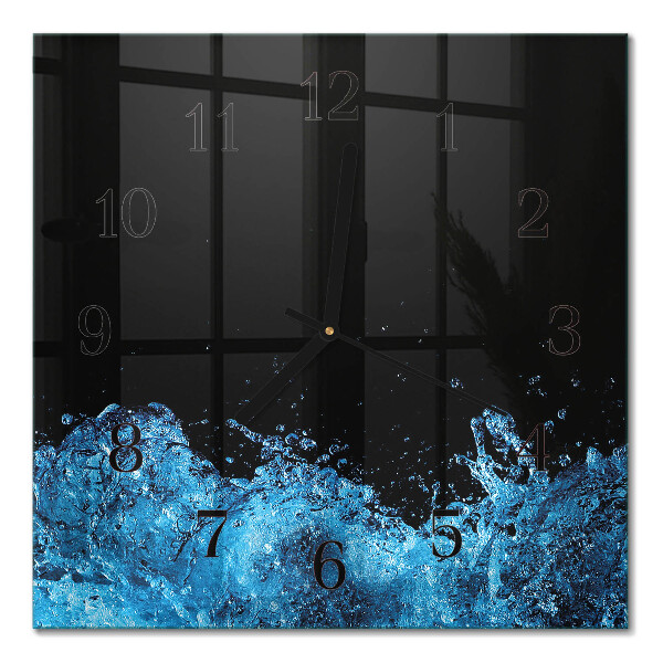 Glass wall clock square Water