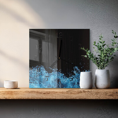 Glass wall clock square Water