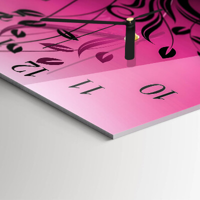 Glass wall clock square Floristic art