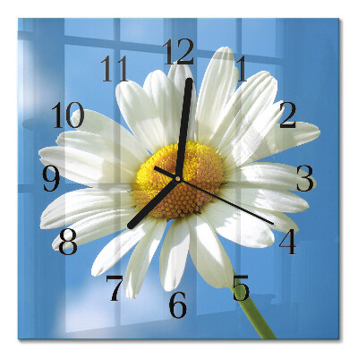 Glass clock square Flower