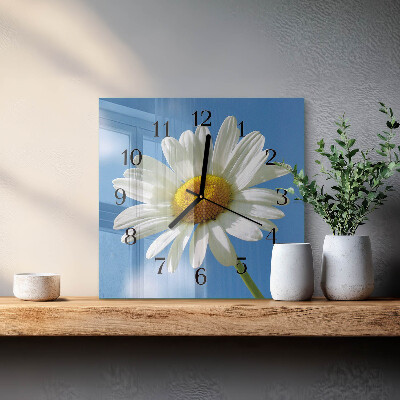 Glass clock square Flower