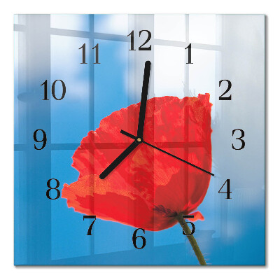 Glass clock square Poppy