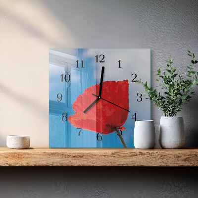 Glass clock square Poppy