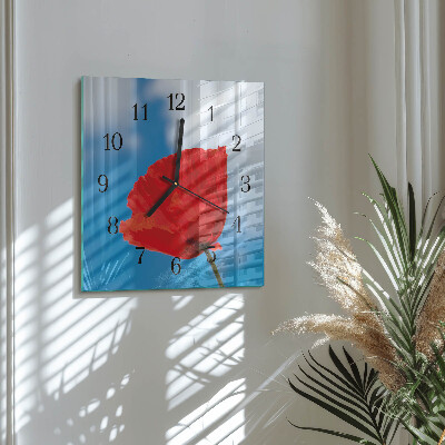 Glass clock square Poppy