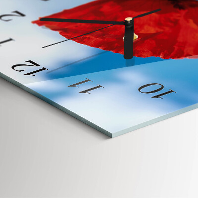 Glass clock square Poppy