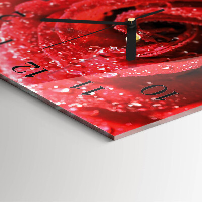 Glass wall clock square Rose