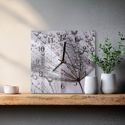 Glass clock square Dandelion