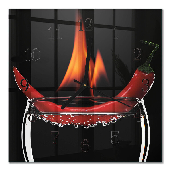 Square wall clock Fiery chili
