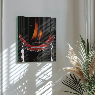 Square wall clock Fiery chili
