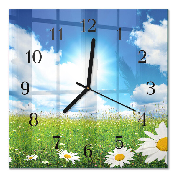 Square wall clock Meadow flowers