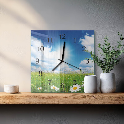 Square wall clock Meadow flowers