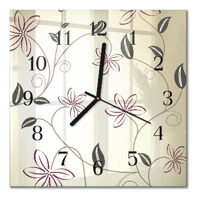 Square wall clock Floristic art