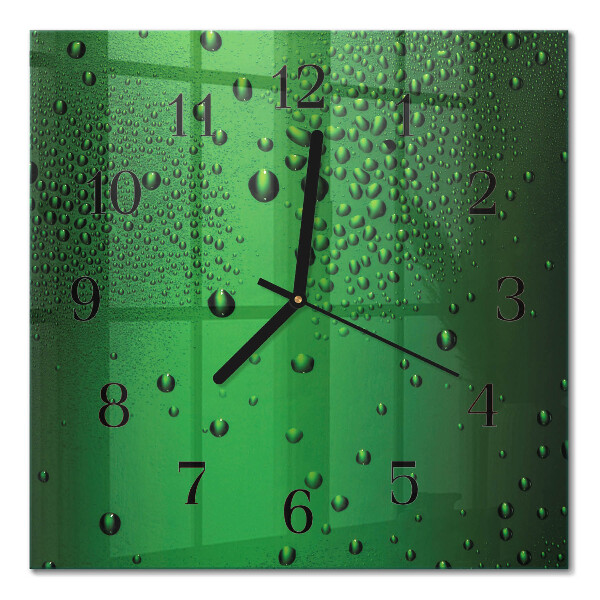Glass wall clock square Drops of water