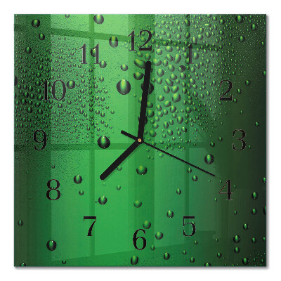 Glass wall clock square Drops of water