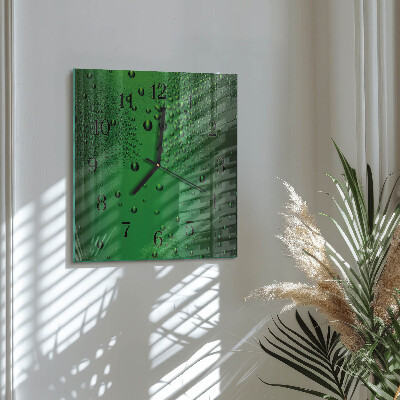 Glass wall clock square Drops of water