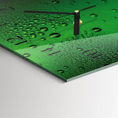 Glass wall clock square Drops of water