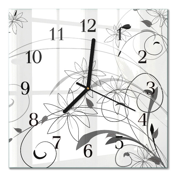 Square wall clock Floristic art