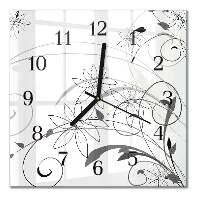 Square wall clock Floristic art