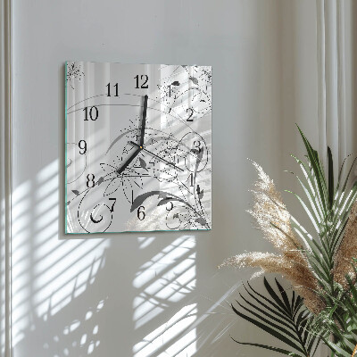 Square wall clock Floristic art