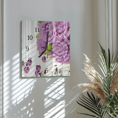 Square kitchen clock Roses