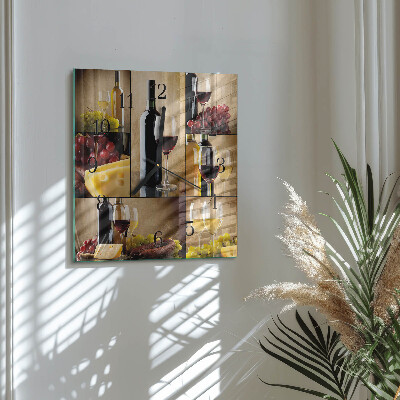 Glass wall clock square A bottle of wine