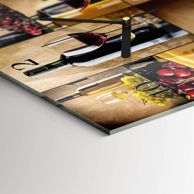 Glass wall clock square A bottle of wine