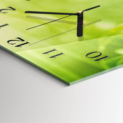 Glass clock square Grass