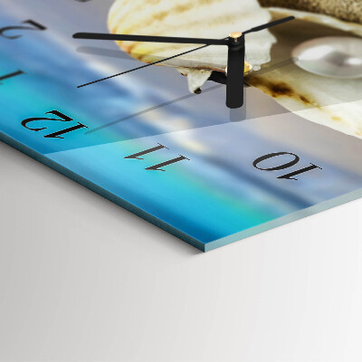 Glass wall clock square Pearl in a shell